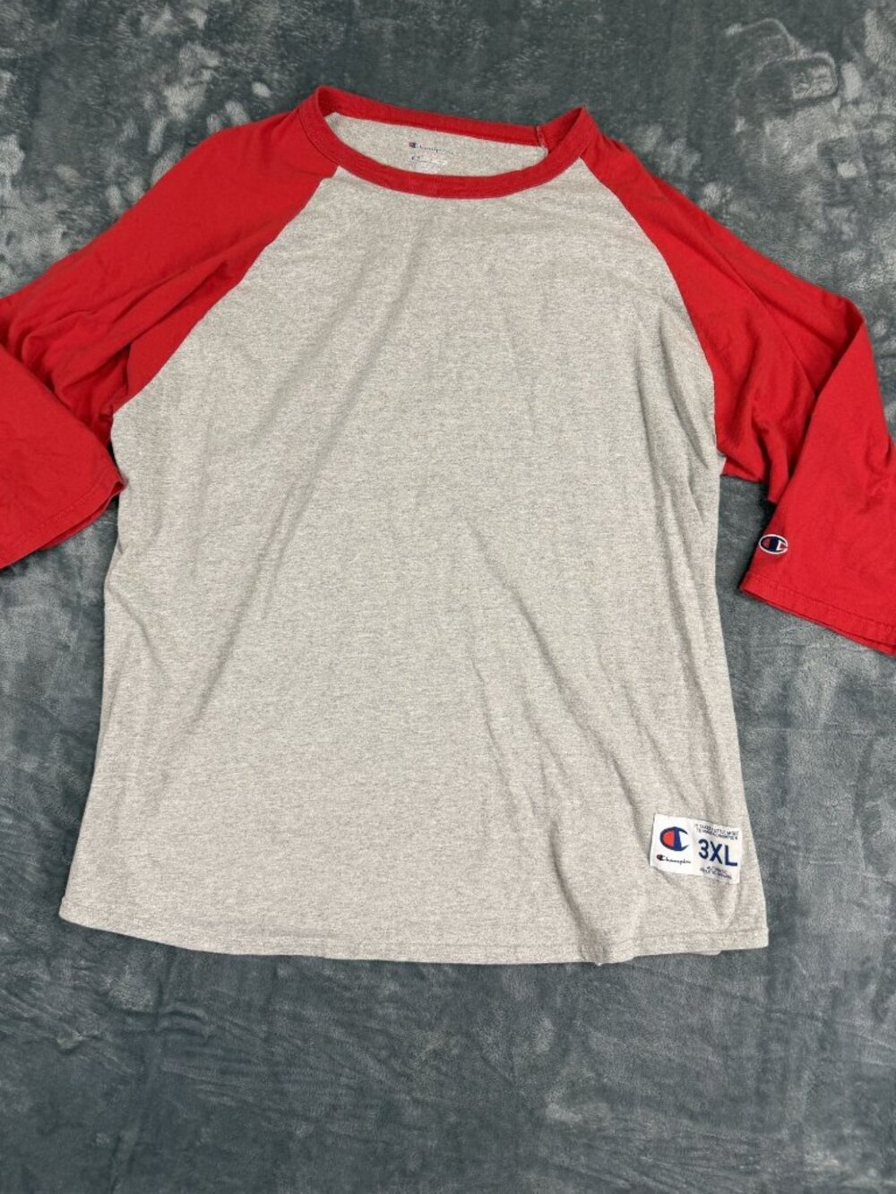 Champion Red & Gray 3/4 Sleeve Baseball Raglan Shirt Size 3XL